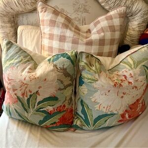 Two 20x20 single sided Schumacher "Enchanted Garden" pillow covers